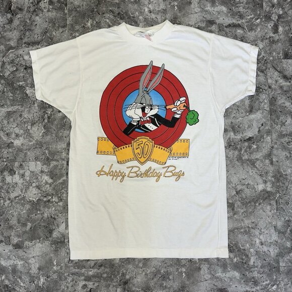 Vintage 90s Bugs Bunny Single Stitch T Shirt Size Woman's S Looney Tunes 50th - Picture 1 of 7